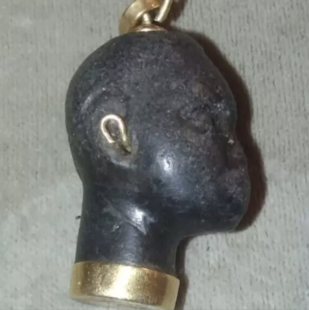 Antique 18k gold Blackamoor Carved Charm Italy